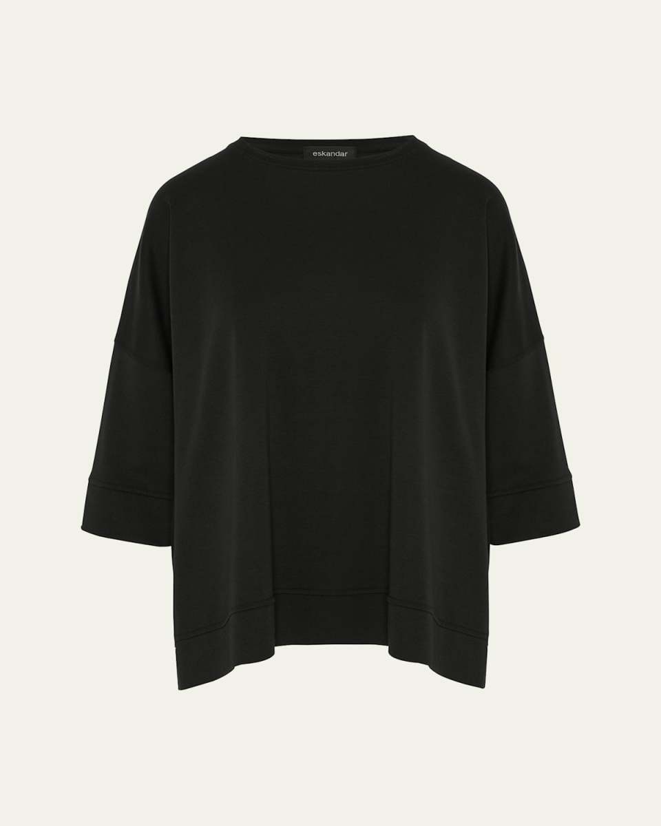 Round Neck 3-4 Sleeve Top With Hembands (Mid Plus)
